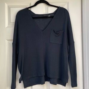 BDG Long-sleeve Shirt Light Weight V-Neck Sweater - Blue / Green